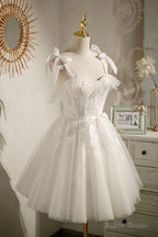 Tulle Lace Knee Length Prom Dress,Cute A-Line Short Cocktail Dresses