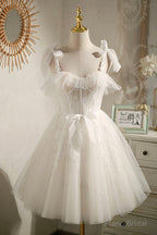 Tulle Lace Knee Length Prom Dress,Cute A-Line Short Cocktail Dresses