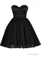 Tulle Little Black Dress, Sweetheart Simple Short Party Dress