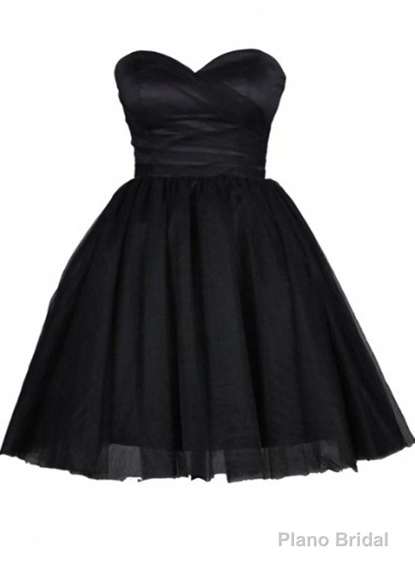 Tulle Little Black Dress, Sweetheart Simple Short Party Dress
