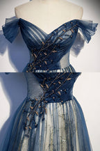Tulle Long Off Shoulder Formal Evening Dresses