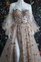 Light Color Exquisite Elegant Fashion Long Tulle Ball Gown Formal Evening Dresses