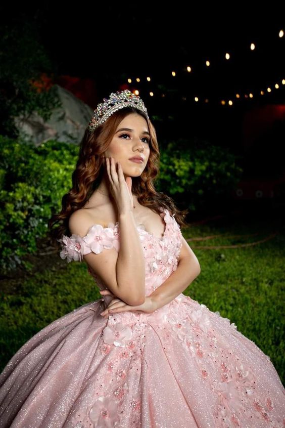 Tulle Princess Off Shoulder Long Formal Prom Dresses, Long Strapless Pink Flower Appliqu¨¦S Formal Evening Dresses