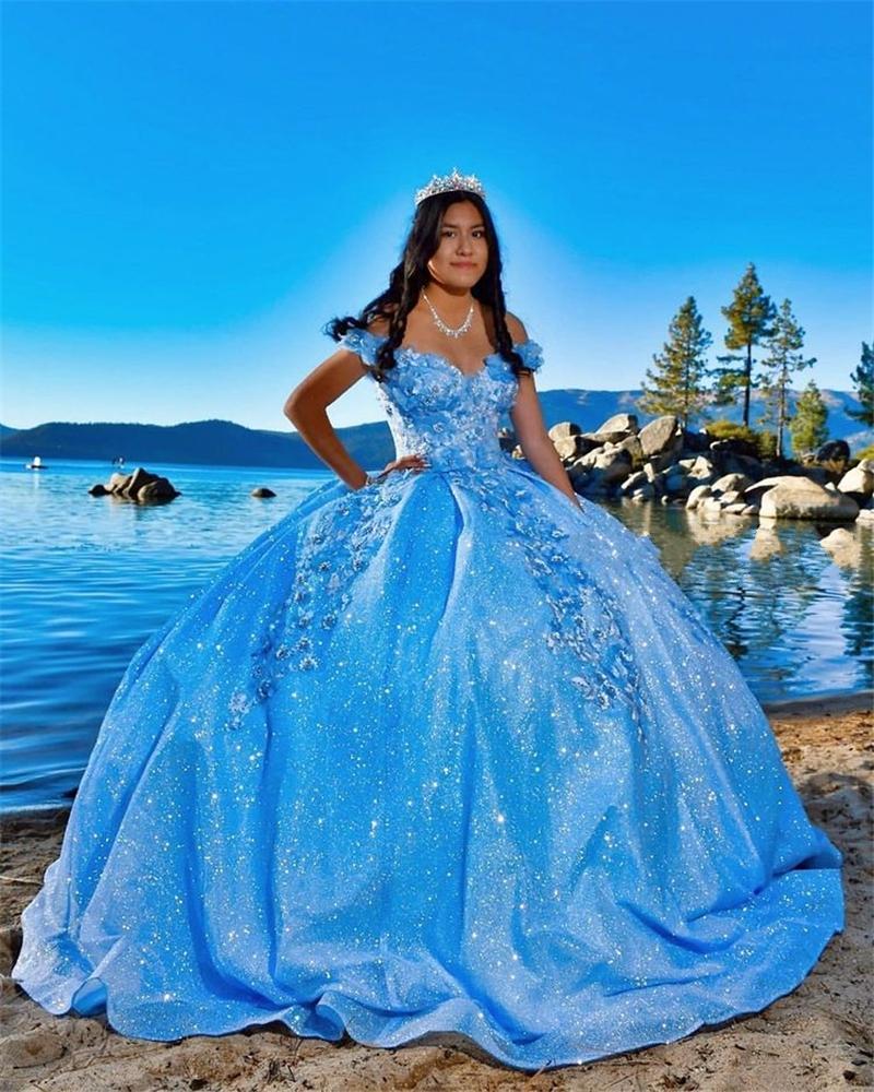 Tulle Princess Off Shoulder Long Formal Prom Dresses, Long Strapless Pink Flower Appliqu¨¦S Formal Evening Dresses