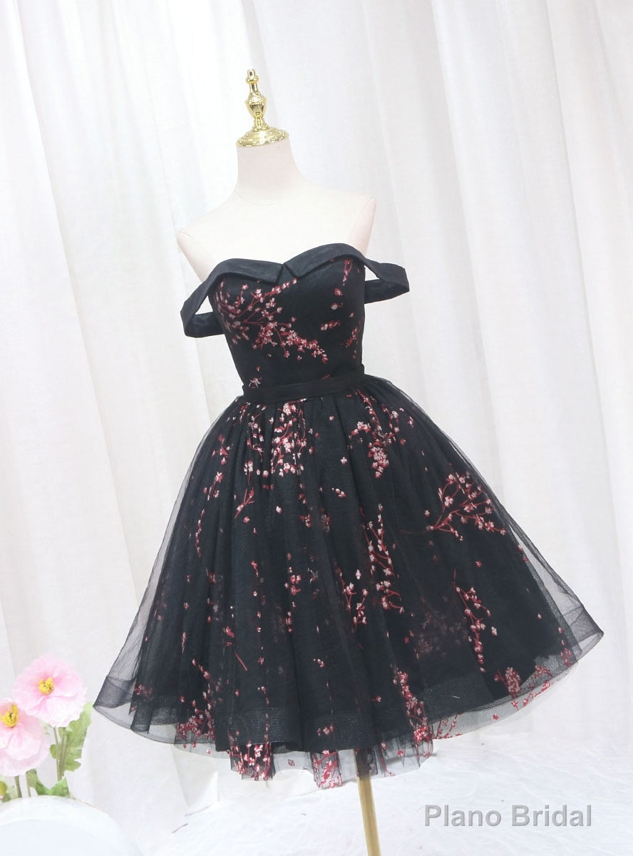 Tulle Print Black Homecoming Dress Main image