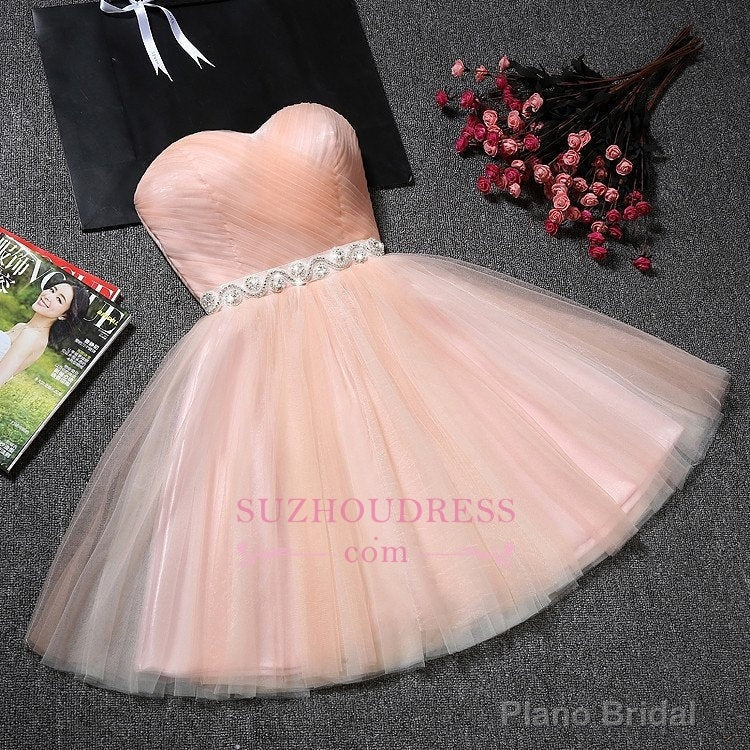 Tulle Ruffles Pink Homecoming Dress Sweetheart Short Hoco Dress Secondary image