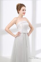 Tulle & Satin Strapless Neckline A-line Bridesmaid Dresses With Bowknot