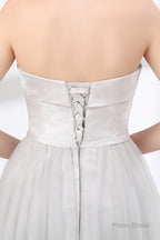 Tulle & Satin Strapless Neckline A-line Bridesmaid Dresses With Bowknot