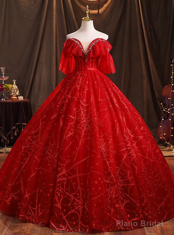 Tulle Sequins Off the Shoulder Quinceanera Dresses Main image