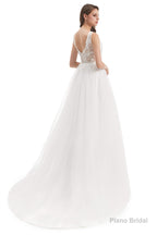 Tulle V-neck Appliques Wedding Dresses