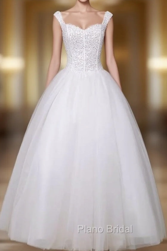 Tulle Wedding Dresses Sweatheart Beading Ball Gown Floor Length Bridal Dresses Main image