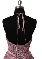 Tulle Wisteria Formal Prom Dresses A-Line/Princess Scoop Neck Court Train With Appliqued