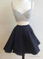 Two-piece A-line Appliqued Spaghetti Strap Bare Homecoming Dress