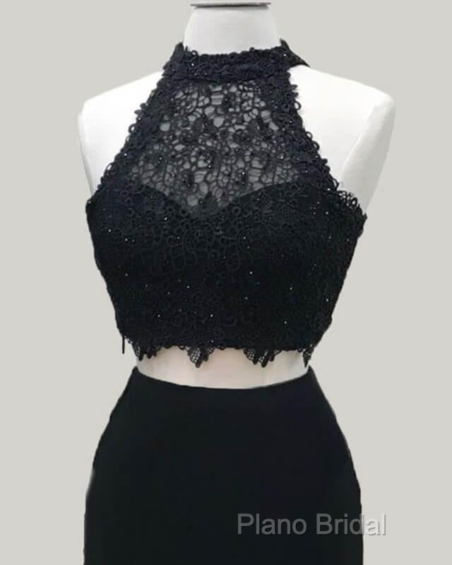 Two Piece Black Homecoming Dresses Lace Crop Top Secondary image
