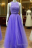 Two Piece Lavender Formal Prom Dresses Lace Crop