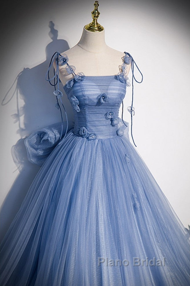 Unique And Elegant Sky Blue Decal Thin Shoulder Strap Off The Shoulder Ball Dresses Sky Blue A-Shaped/Princess Bow Sleeveless Backless Lace Up And Floor Length Style Secondary image