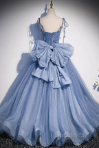 Unique And Elegant Sky Blue Decal Thin Shoulder Strap Off The Shoulder Ball Dresses Sky Blue A-Shaped/Princess Bow Sleeveless Backless Lace Up And Floor Length Style