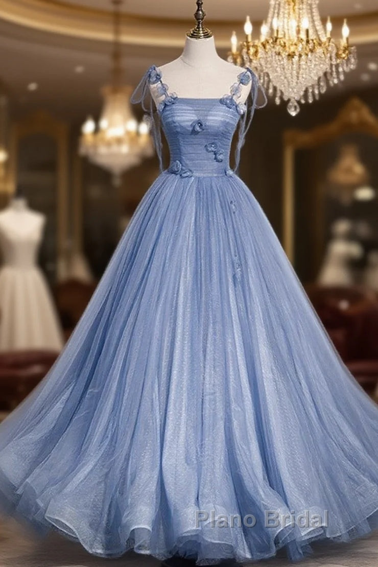 Unique And Elegant Sky Blue Decal Thin Shoulder Strap Off The Shoulder Ball Dresses Sky Blue A-Shaped/Princess Bow Sleeveless Backless Lace Up And Floor Length Style Main image