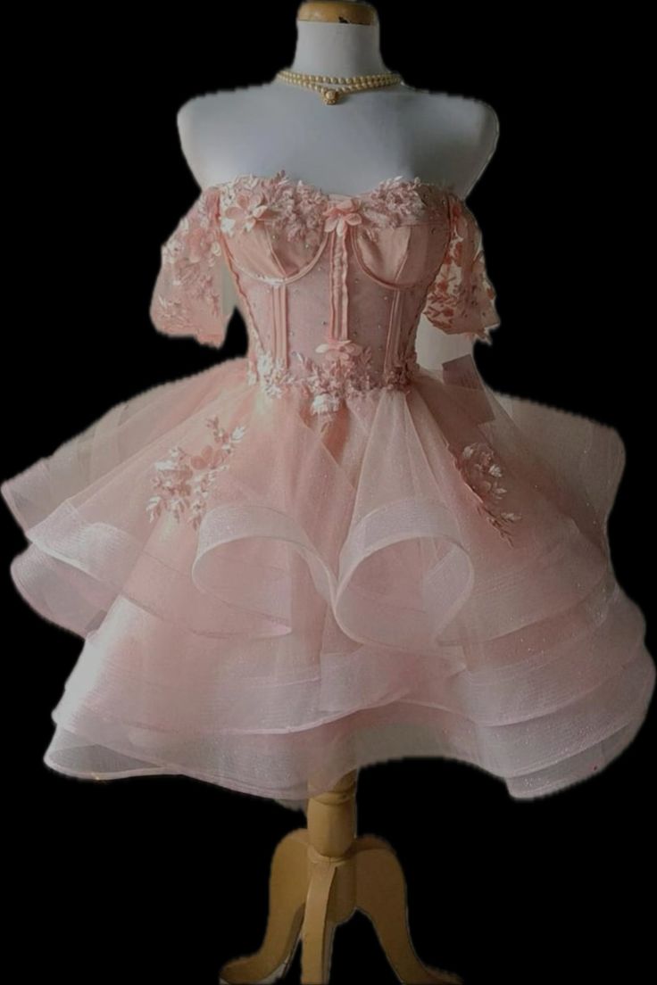 Unique Ball Gown Off The Shoulder Blush Pink Lace Formal Homecoming Dresses 8Th Grad Dance Graduation Dresses Short Hoco Dresses