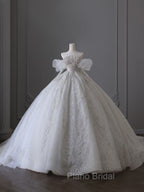 Unique Ball Gown Off The Shoulder Lace Long Sleeves Wedding Dresses Brides Dresses