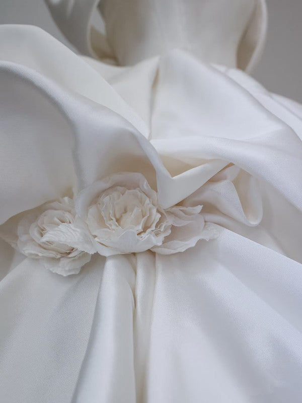 Unique Ball Gown Strapless Off The Shoulder Satin Long Wedding Dresses Brides Dresses