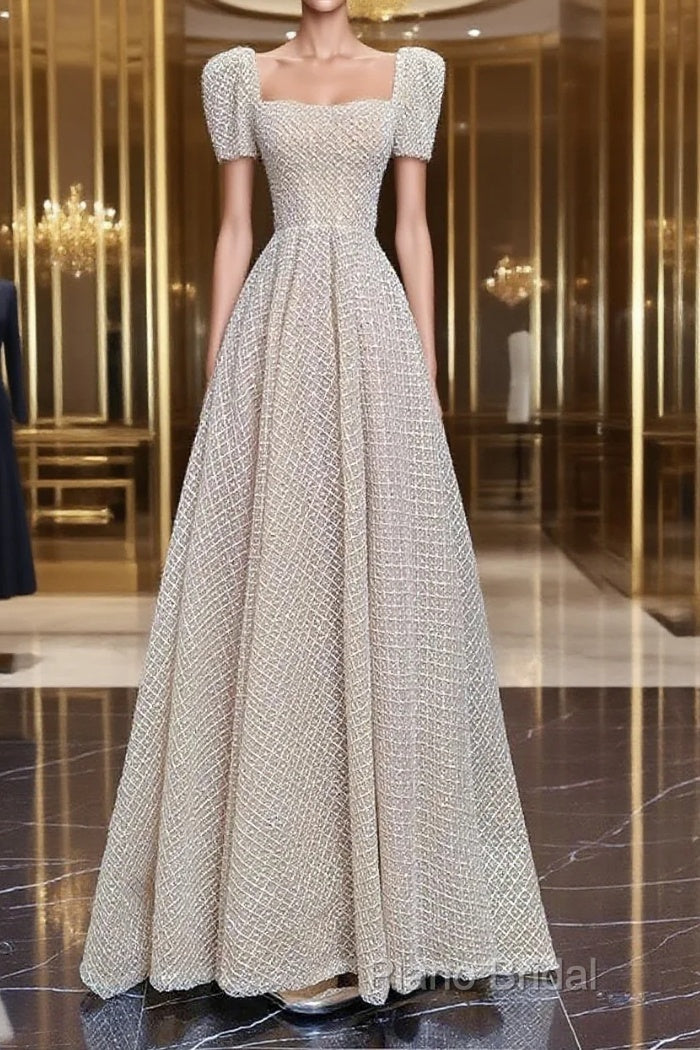 Unique Ball Gown Strapless Short Sleeves Long Wedding Dresses
