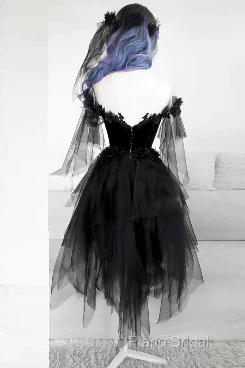 Unique Black Off The Shoulder Layered Tulle Homecoming Dresses,Beautiful Formal Prom Dresses