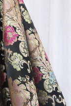 Unique Floral Floor Length Formal Prom Dresses, A-Line Black Formal Dresses