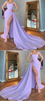 Unique Lilac Satin Mermaid Sexy Formal Prom Dresses Online Formal Evening Formal Gown