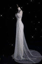 Unique Mermaid Off The Shoulder Sequin Short Sleeves White Wedding Dresses Brides Dresses