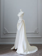 Unique Mermaid Strapless Long Wedding Dresses With Short Sleeves Brides Dresses