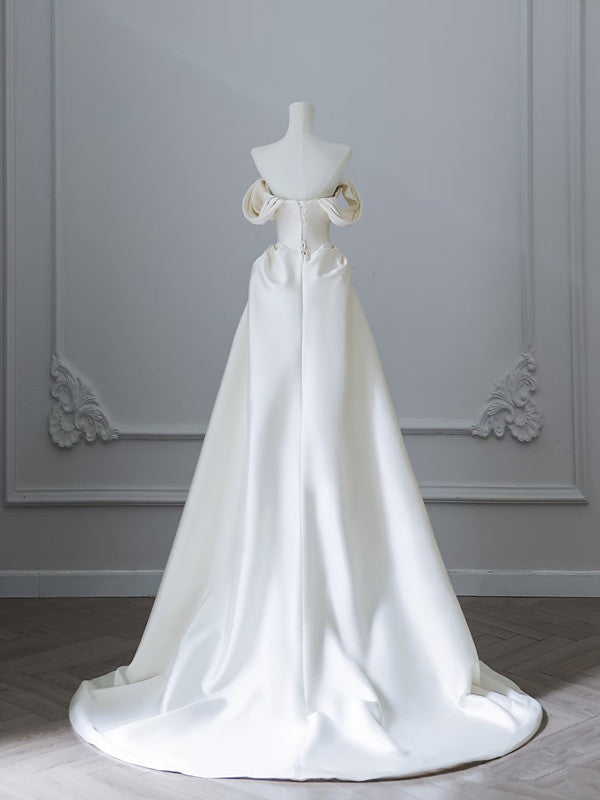 Unique Mermaid Strapless Long Wedding Dresses With Short Sleeves Brides Dresses