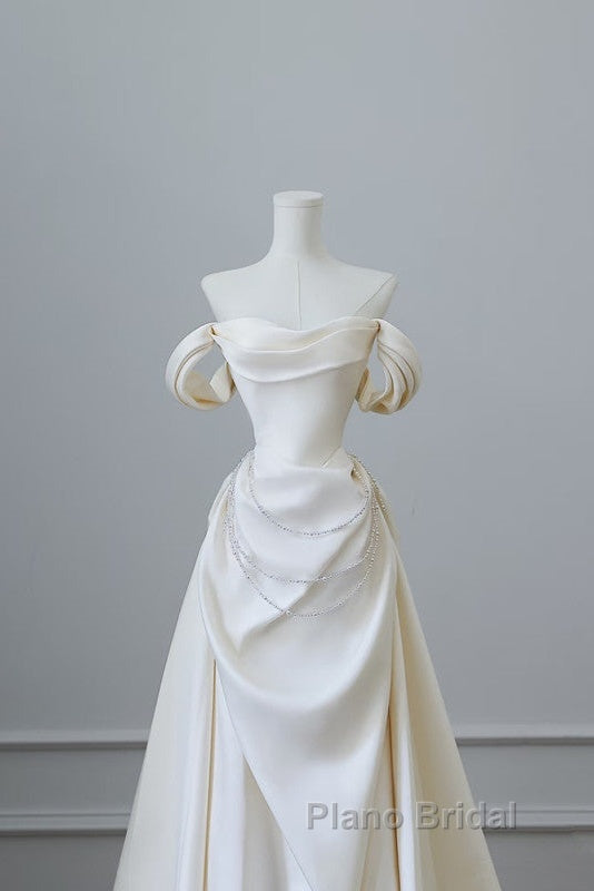 Unique Mermaid Strapless Long Wedding Dresses With Short Sleeves Brides Dresses