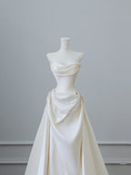 Unique Mermaid Strapless Long Wedding Dresses With Short Sleeves Brides Dresses