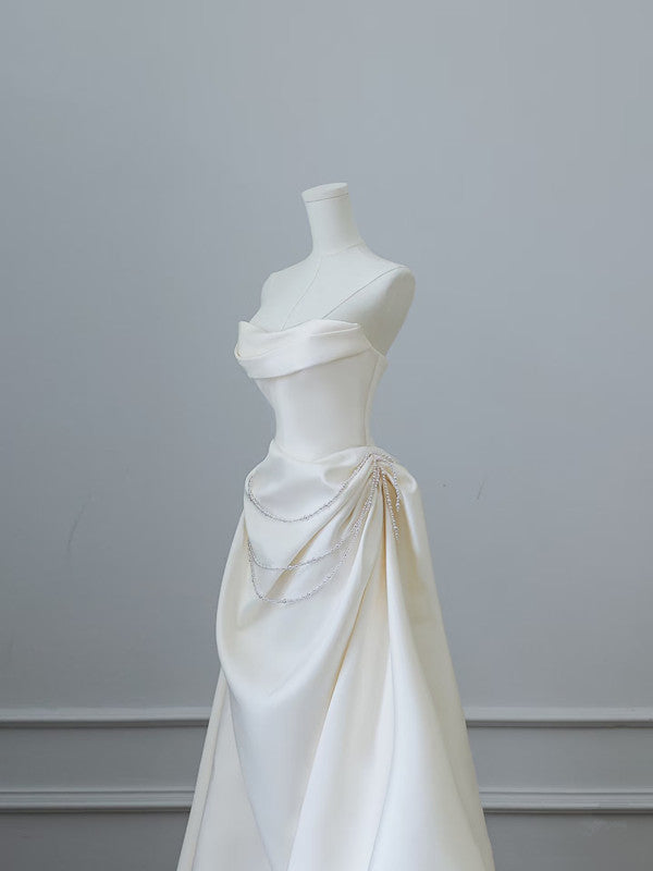 Unique Mermaid Strapless Long Wedding Dresses With Short Sleeves Brides Dresses