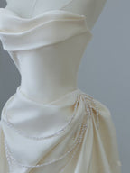 Unique Mermaid Strapless Long Wedding Dresses With Short Sleeves Brides Dresses