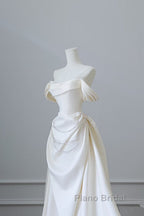 Unique Mermaid Strapless Long Wedding Dresses With Short Sleeves Brides Dresses