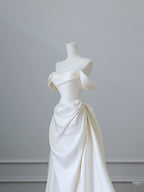 Unique Mermaid Strapless Long Wedding Dresses With Short Sleeves Brides Dresses