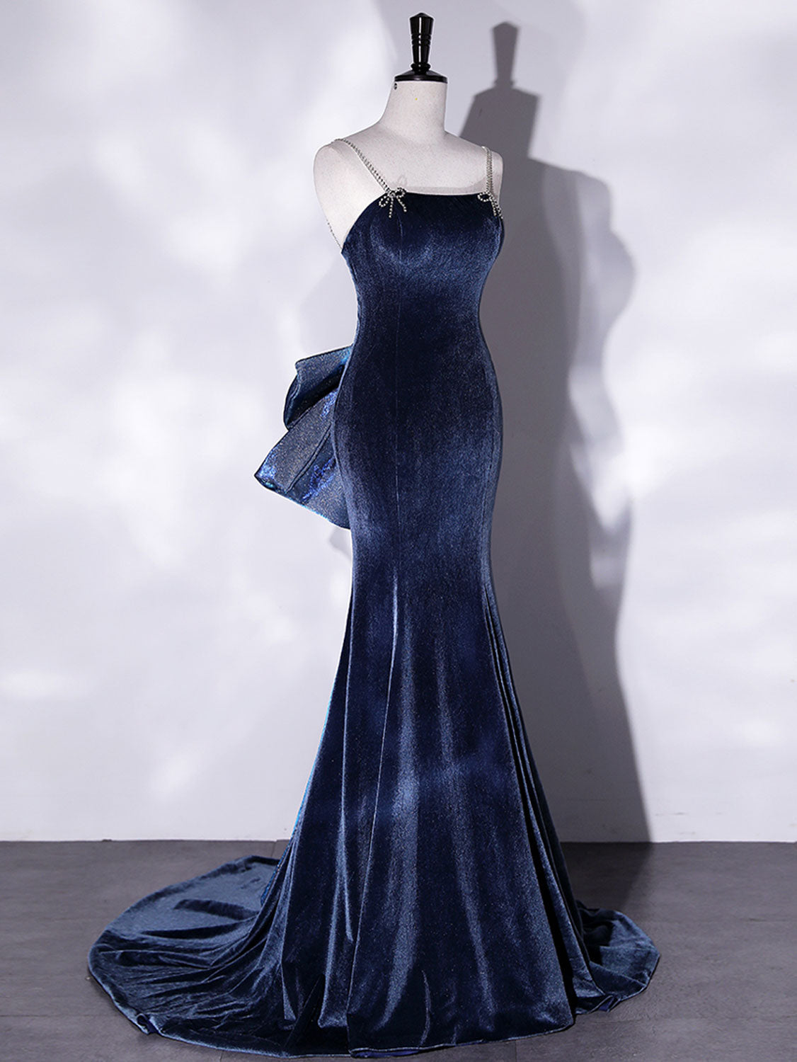 Unique Mermaid Velvet Long Formal Prom Dresses, Velvet Formal Prom Dresses Secondary image