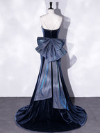 Unique Mermaid Velvet Long Formal Prom Dresses, Velvet Formal Prom Dresses