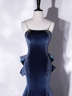 Unique Mermaid Velvet Long Formal Prom Dresses, Velvet Formal Prom Dresses
