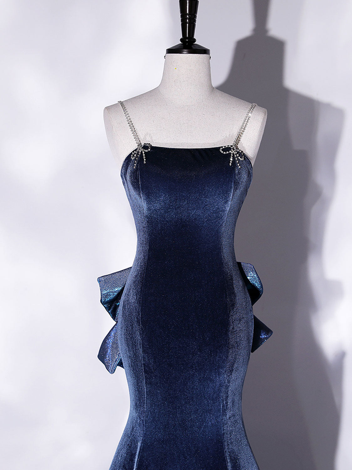 Unique Mermaid Velvet Long Formal Prom Dresses, Velvet Formal Prom Dresses