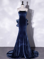 Unique Mermaid Velvet Long Formal Prom Dresses, Velvet Formal Prom Dresses