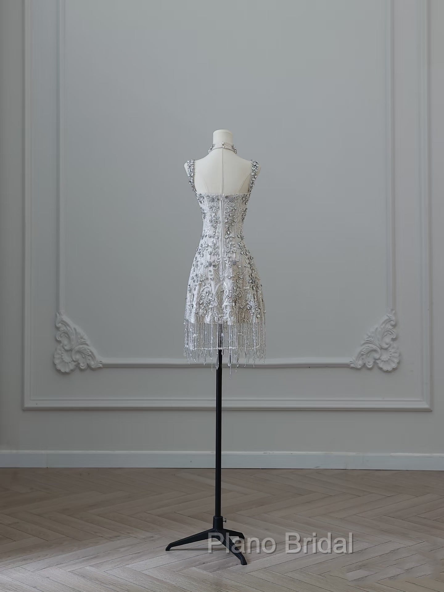 Unique Sheath Spaghetti Straps Silver Wedding Dresses Brides Dresses