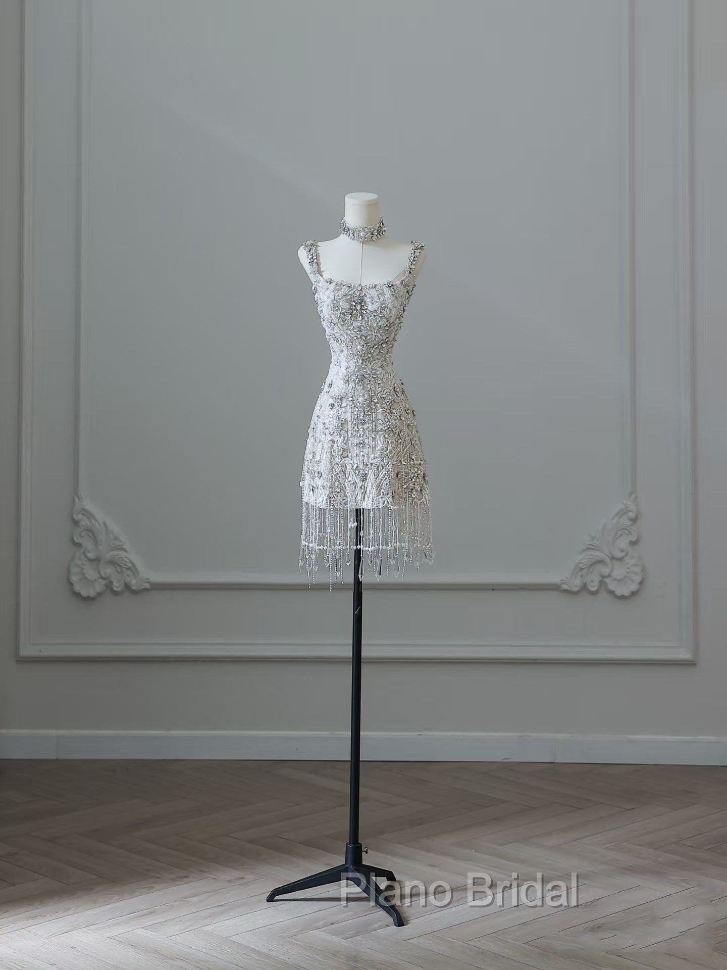 Unique Sheath Spaghetti Straps Silver Wedding Dresses Brides Dresses