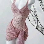 Unique Sheath Straps Sequin Lilac Formal Tight Homecoming Dresses 8Th Grad Dance Graduation Dresses Short Hoco Dresses