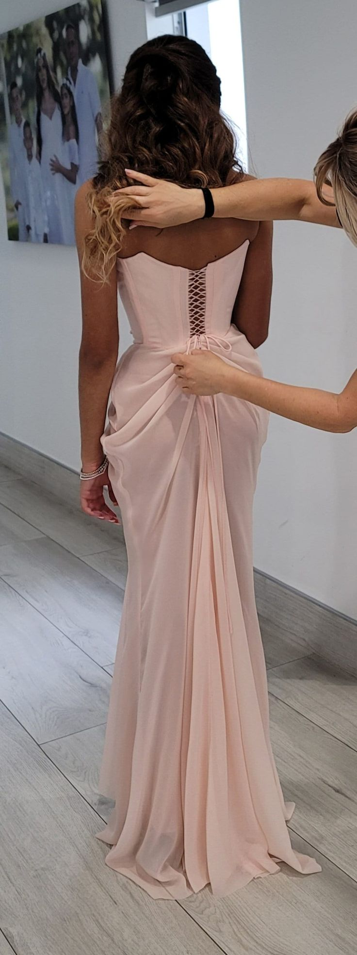 Unique Strapless A Line Pink Formal Prom Dresses
