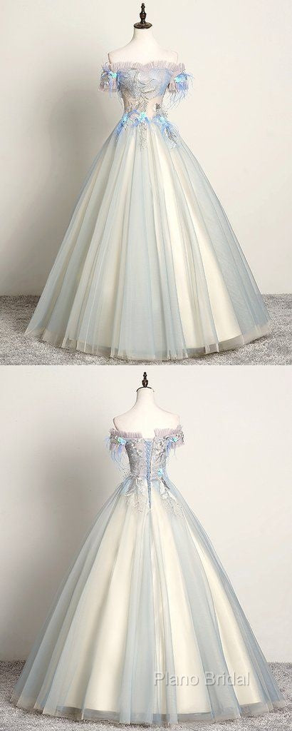Unique Sweetheart Long Off Shoulder Party Dresses, Lace Formal Prom Dresses