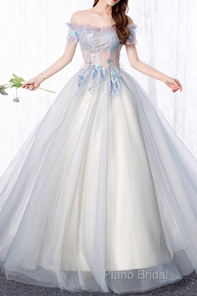 Unique Sweetheart Long Off Shoulder Party Dresses, Lace Formal Prom Dresses