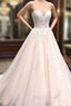 Unique Sweetheart Neck Tulle Lace Applique Long Wedding Dresses, Lace Bridal Dresses